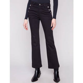 Flared Jean with Brass Buttons - dolly mama boutique