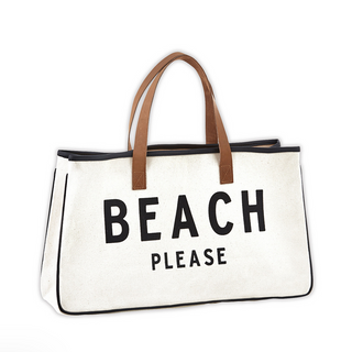 "Beach Please" Canvas Tote - dolly mama boutique