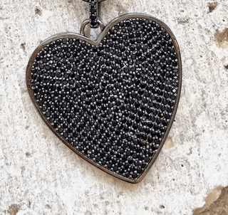 Black Pave Crystal Heart Charm - dolly mama boutique