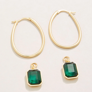Chateau Hoop Earrings - Dark Green - dolly mama boutique