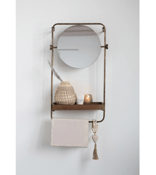 Metal Wall Mirror with Shelf - dolly mama boutique