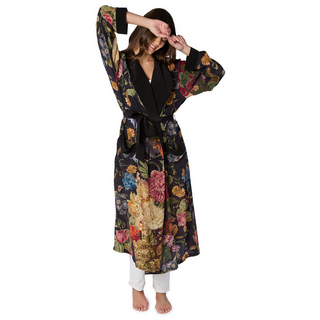 Primula Print Black Robe - dolly mama boutique
