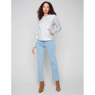 Raglan-Sleeve Shiny Hoodie - dolly mama boutique