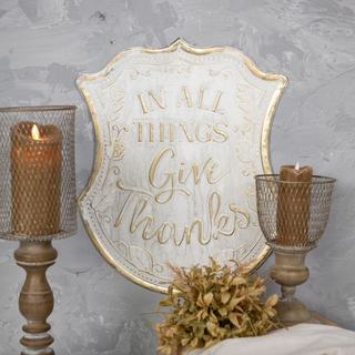 "Give Thanks" Gold & White Sign - dolly mama boutique