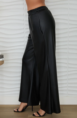 Vegan Leather Wide-Leg Pants