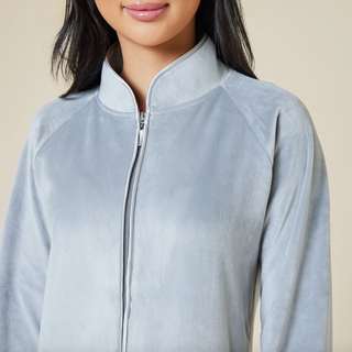 Zippered Mandarin-Collar Robe - dolly mama boutique
