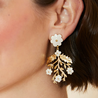 Delphinium Earrings - Cream - dolly mama boutique