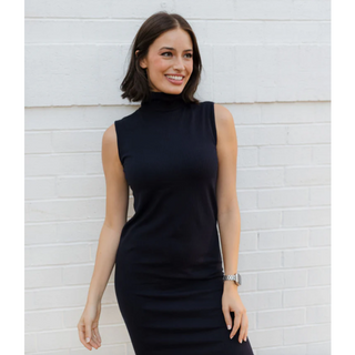 Ribbed Sleeveless Turtleneck Dress