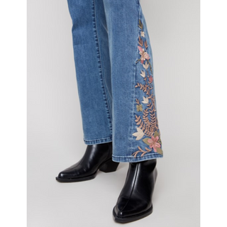 Bootcut Jean with Embroidered Insert - dolly mama boutique
