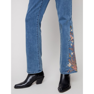 Bootcut Jean with Embroidered Insert - dolly mama boutique