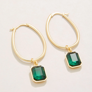 Chateau Hoop Earrings - Dark Green - dolly mama boutique