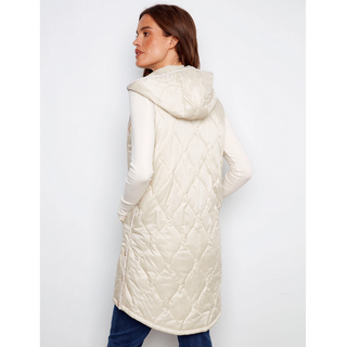 Pearlized Puffer Vest with Hood - dolly mama boutique