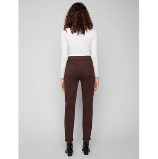 Cuffed Hem Slim Twill Pant - dolly mama boutique