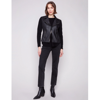 Vintage Leather and Rib-Knit Jacket - dolly mama boutique