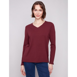 V-Neck Sweater with Long Sleeves - dolly mama boutique