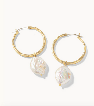 Pearl-Drop Hoop Earrings - dolly mama boutique