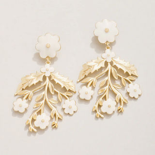 Delphinium Earrings - Cream - dolly mama boutique