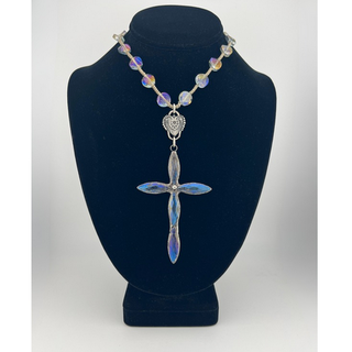Iridescent Crystal Cross Pendant Necklace - dolly mama boutique