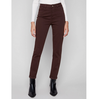 Cuffed Hem Slim Twill Pant - dolly mama boutique