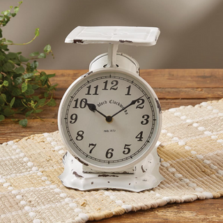 Vintage Scale Clock - White - dolly mama boutique