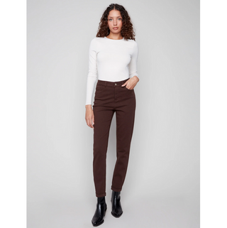 Cuffed Hem Slim Twill Pant - dolly mama boutique
