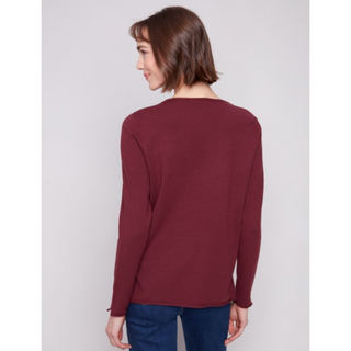 V-Neck Sweater with Long Sleeves - dolly mama boutique