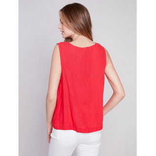 Sleeveless Linen Top with Buttons - dolly mama boutique