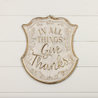 "Give Thanks" Gold & White Sign - dolly mama boutique
