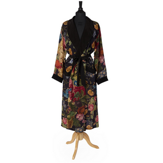 Primula Print Black Robe - dolly mama boutique