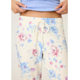 Rose Print Waffle Knit Lounge Pant - dolly mama boutique