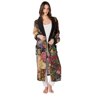Primula Print Black Robe - dolly mama boutique
