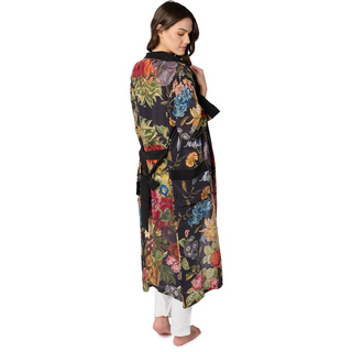 Primula Print Black Robe - dolly mama boutique