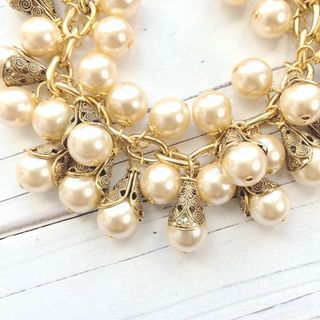 Filigree Pearl Charm Bracelet - dolly mama boutique
