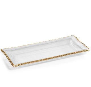 Gold-Rimmed Rectangular Glass Tray - dolly mama boutique