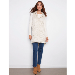 Pearlized Puffer Vest with Hood - dolly mama boutique