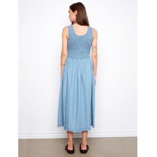 Smocked Tencel Sleeveless Midi Dress - dolly mama boutique