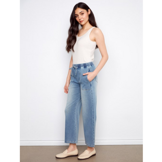 Denim Wide-Leg Jogger - dolly mama boutique