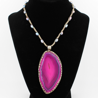 Pink Agate & Freshwater Pearl Necklace - dolly mama boutique