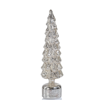 Rotating LED Glass Tree - Antique Silver