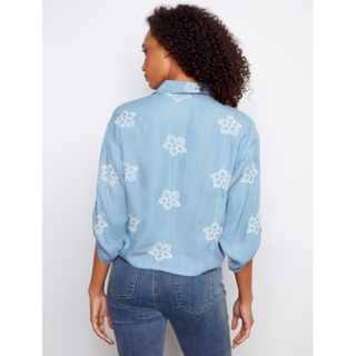 Embroidered 3/4 Sleeve Blouse - dolly mama boutique