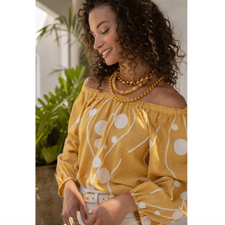 Embroidered 3/4-Sleeve Top
