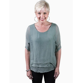 Adriana Double Raw-Edge Top - dolly mama boutique