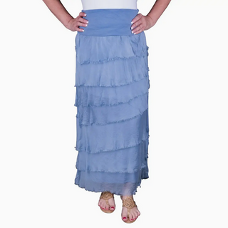 Elisa Long Silk Ruffle Skirt - dolly mama boutique