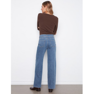 Wide-Leg Belted Denim Pant