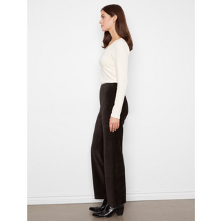 Ribbed Velour Wide-Leg Pant