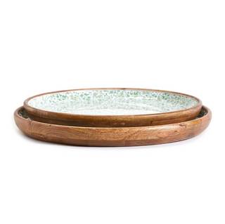 Country side wood RND Tray - dolly mama boutique