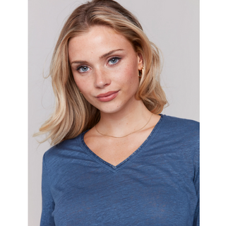 V-Neck Top with Trim