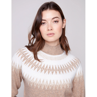 Mock-Neck Jacquard Sweater
