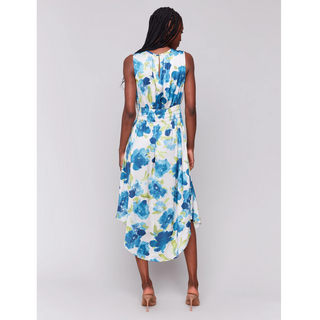 Printed Satin Rushed-Waist Dress - dolly mama boutique