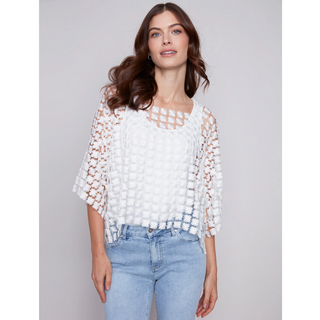Flower Embroidery Crochet Blouse - dolly mama boutique